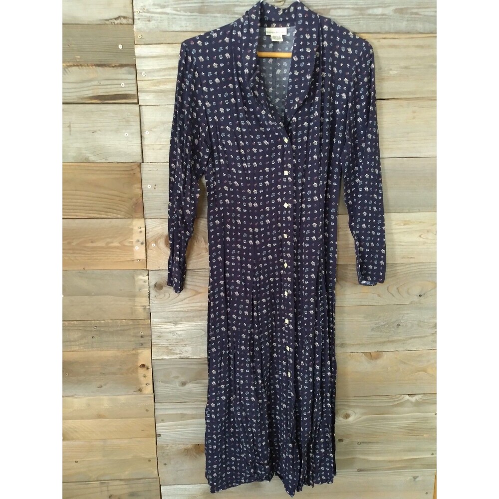Vintage Banana Republic Dress Sz. 10 Purple Floral Rayon 90s Cottagecore